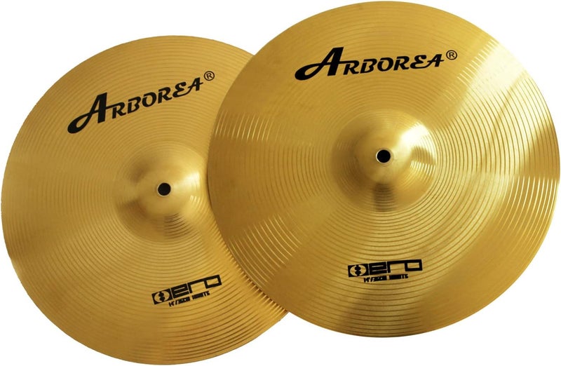 Arborea Hi Hat Cymbals Hero Brilliant Finish Bright Sound 14 Inch Drum High Hat Cymbals For Practice (14"Hi-Hats) - Image 1
